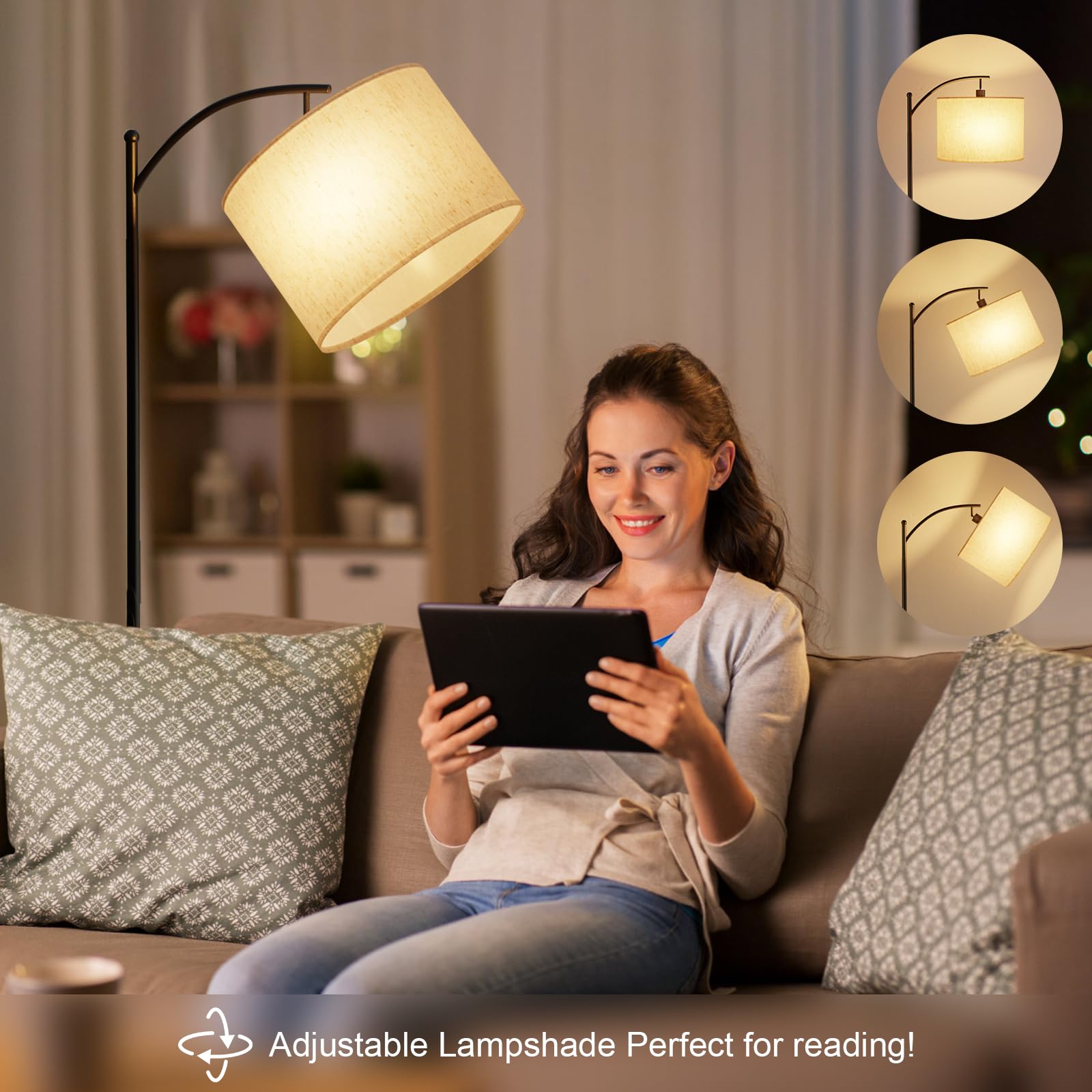 GLUROO Lampada da Terra con Telecomando,Piantana con 3 Cambiamenti di Colore,Luminosità Continua,Lampada da Pavimento con Lampadina Dimmerabile da per Soggiorno,Camera da Letto,Ufficio