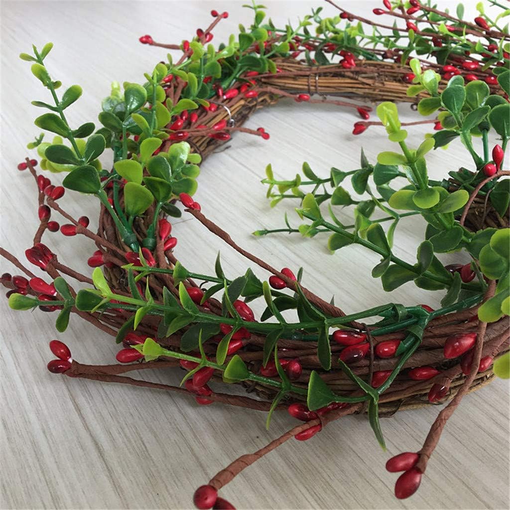 Artificial Flowers Heart-Shaped Berries Wreath Outdoor for Front Door Décor