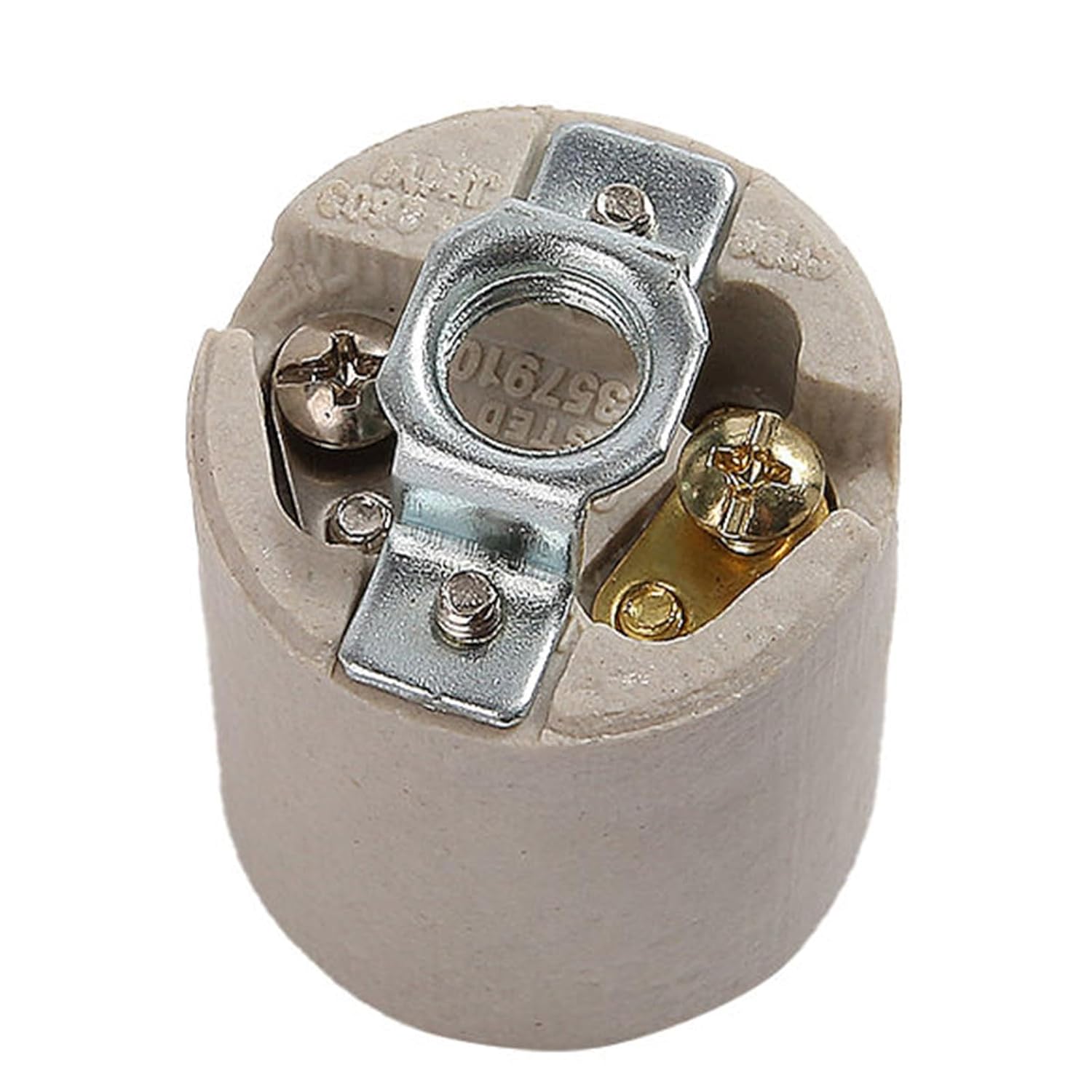TWDRTDD E26 Light Socket,Keyless Ceramic Medium Base Socket with Brackets,E26 Porcelain Lamp Holder UL Listed 600V 660W for Halogen Incandescent LED Light Bulb (3, Keyless)