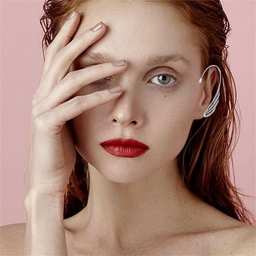 Miniatura 2 de 2 aretes de ala de cristal, mariposa, hoja de flores, trepadores para mujer, circonita brillante, oreja izquierda, clip, aretes de alas de ángel,