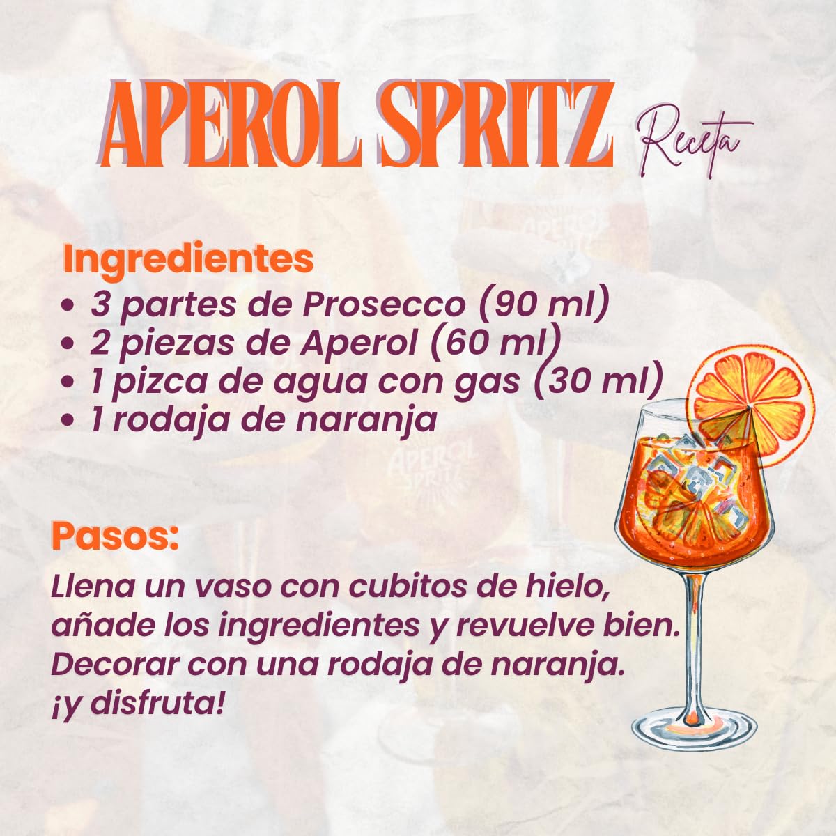 Aperol Spritz - Vasos (450 ml, 6 unidades)