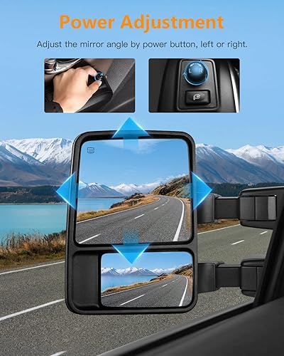 Miniatura 4 de ITOPUP Espejos de remolque aptos para Ford 1999-2007 para F250 para F350 para F450 para F550 Super Duty Espejos de remolque con control de potencia,