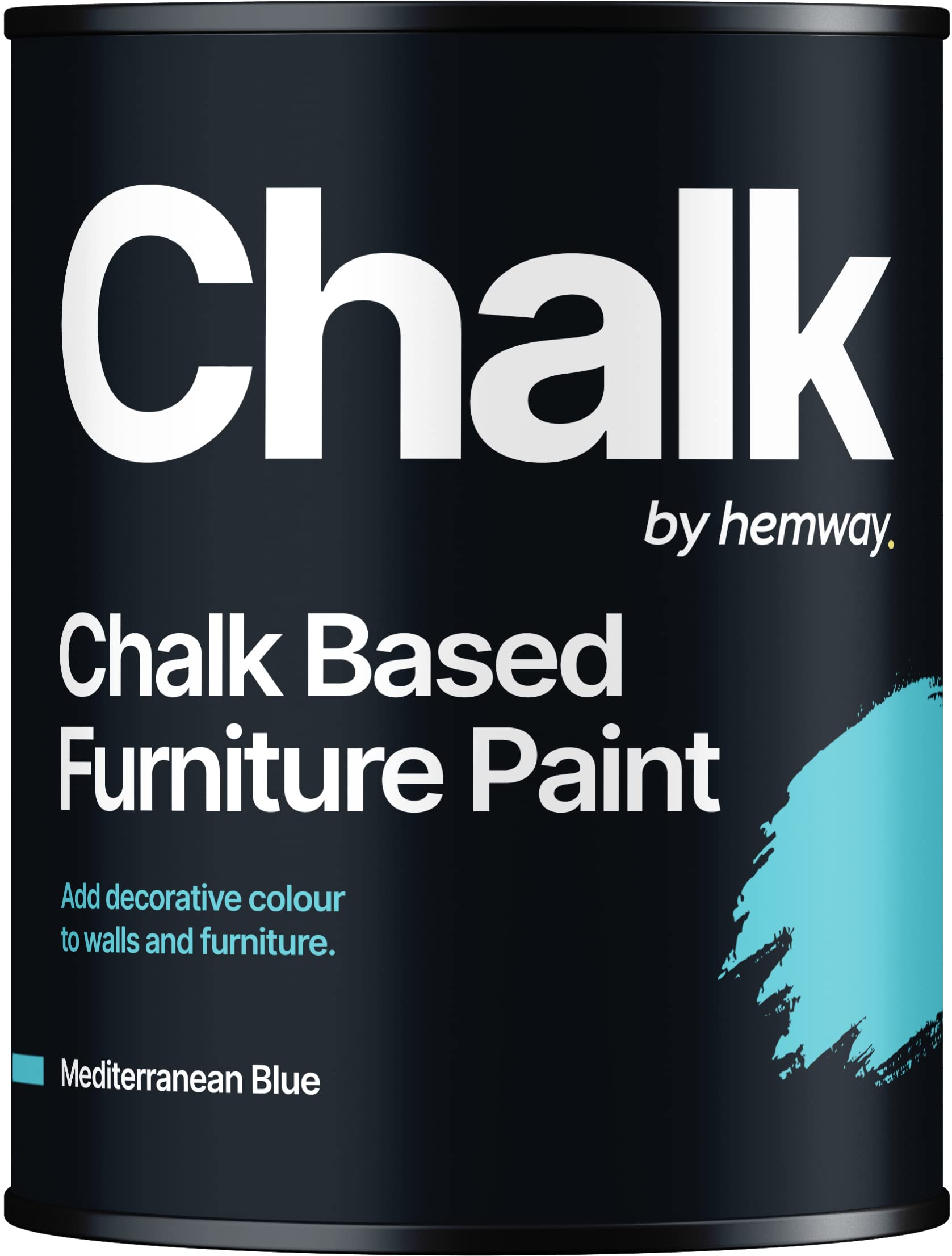 Hemway Matte Shabby Chic Chalk Based Furniture Paint 1L Mediterranean Blue Suitable for Interior Furniture, Wardrobes, Shelves, Tables and Chairs, Quick Drying Chalky Finish Smooth Touch