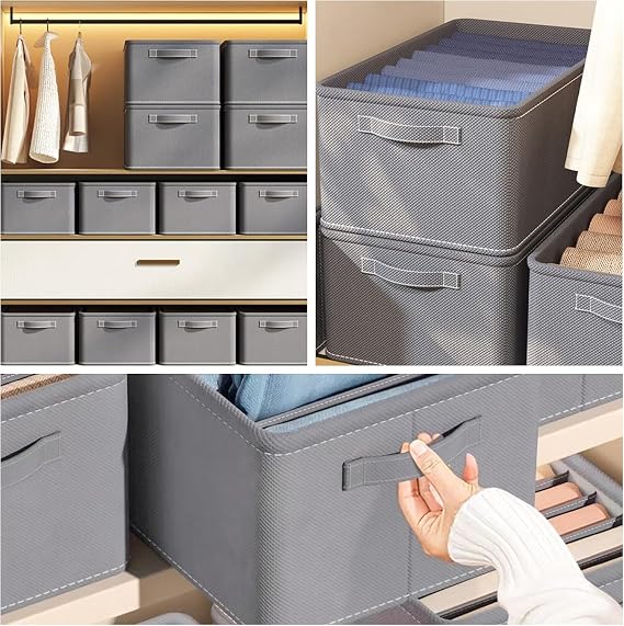 Orret Home 24x41x20 cm Bez Kutu Pantolon Organizeri Dolap İçi Düzenleyici, Çamaşır Organizer, Gardırop İçi Pantolon Saklama Kutusu, Katlanabilir Dolap Organizer Sepeti