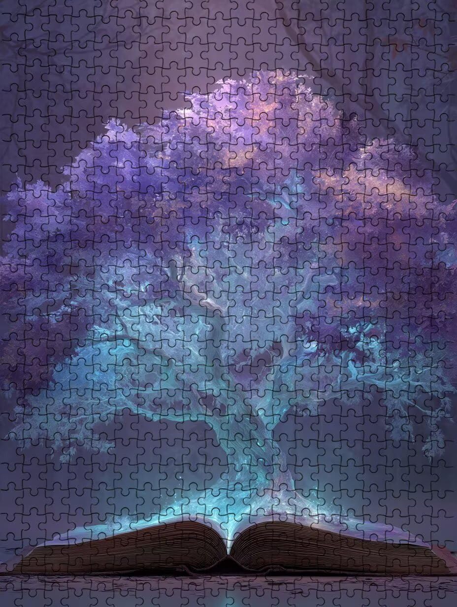 Książki z fioletowym drzewem Puzzle 3000 sztuk, puzzle dla dorosłych, łamigłówki, wyzwanie dekoracja puzzli, gra edukacyjna dla całej rodziny, na prezent dekoracja FNKL7-1197
