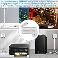 Vista 5 de 5.9ft Indoor Outdoor Extension Cord Waterproof, 10A / 125V 18 AWG Wire Durable Power Appliance Extension Cable with 2 Prong Grounded Plug for