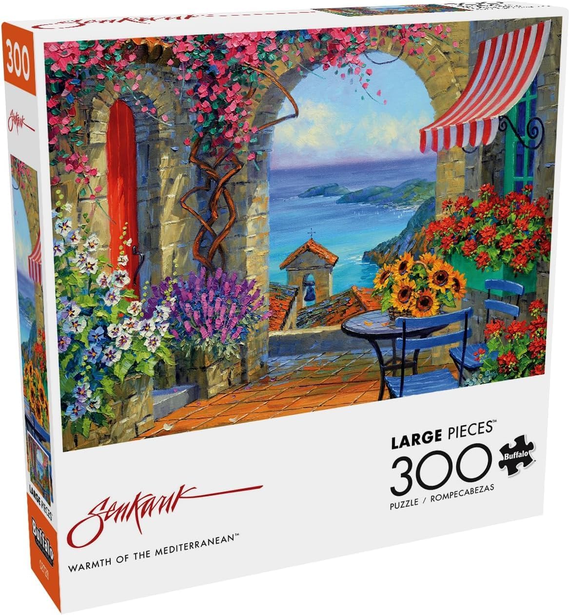 Buffalo Games - Mikki Senkarik - Warmth of the Mediterranean - 300 Piece Jigsaw Puzzle for Adults -Challenging Puzzle Perfect for Game Nights - Finished Size is 21.25 x 15.00