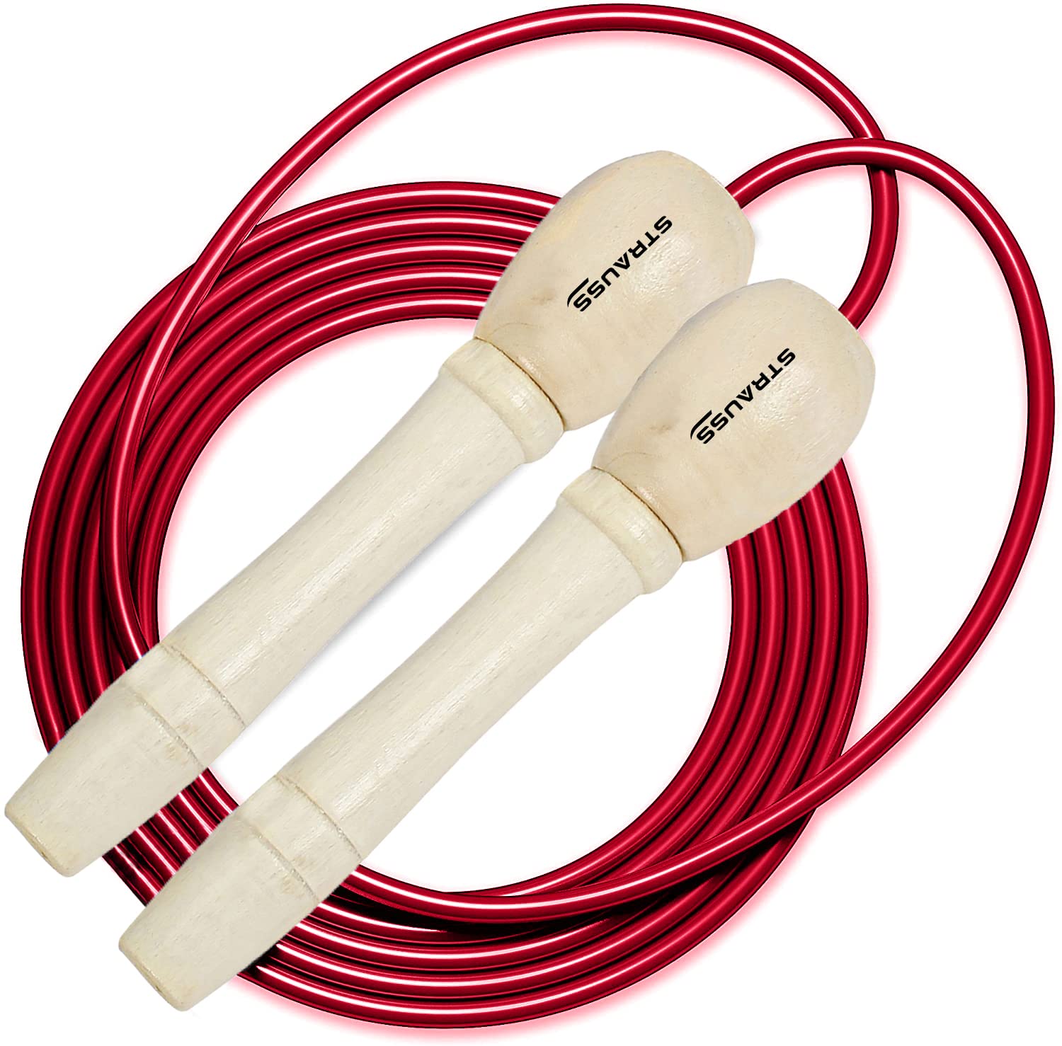 STRAUSS Wooden Skipping Rope – Comfortable Anti-Skid Handles, Smooth Ball Bearing System, Lightweight & Durable for Fitness Training and Exercise (Red) (B08DDBV8RW) Amazon Price History, Amazon Price Tracker