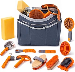 Horse Grooming Kit, Horse Grooming Supplies Includes 12 Horse Hair Care Tools Such as Handbag, Horse Brush, Horse Comb, Ho...