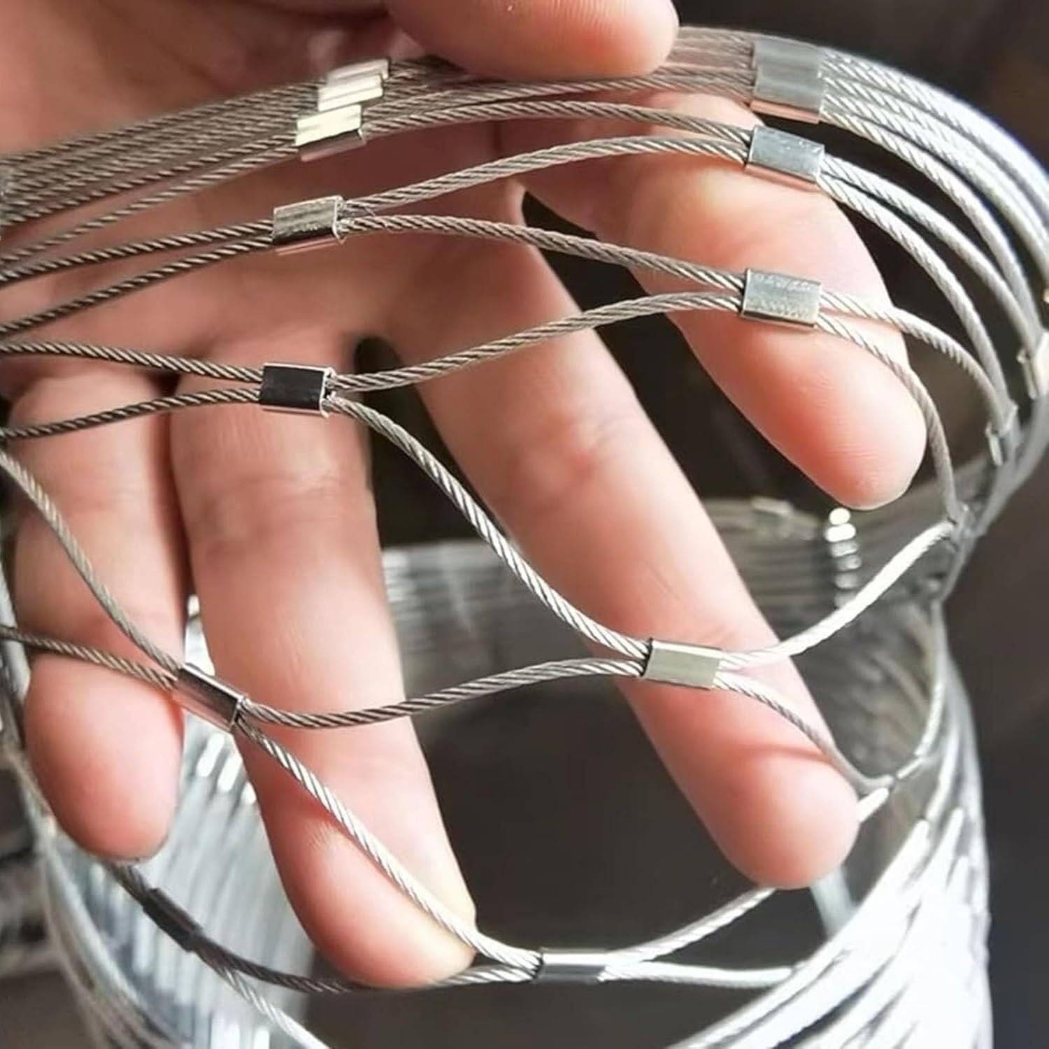 304 Edelstahl Sicherheitsnetz Hohe Höhe Fallschutz Anpassbar Balkon Geländer 2x10m Vielseitiges Netz für Treppen und Außenbereiche