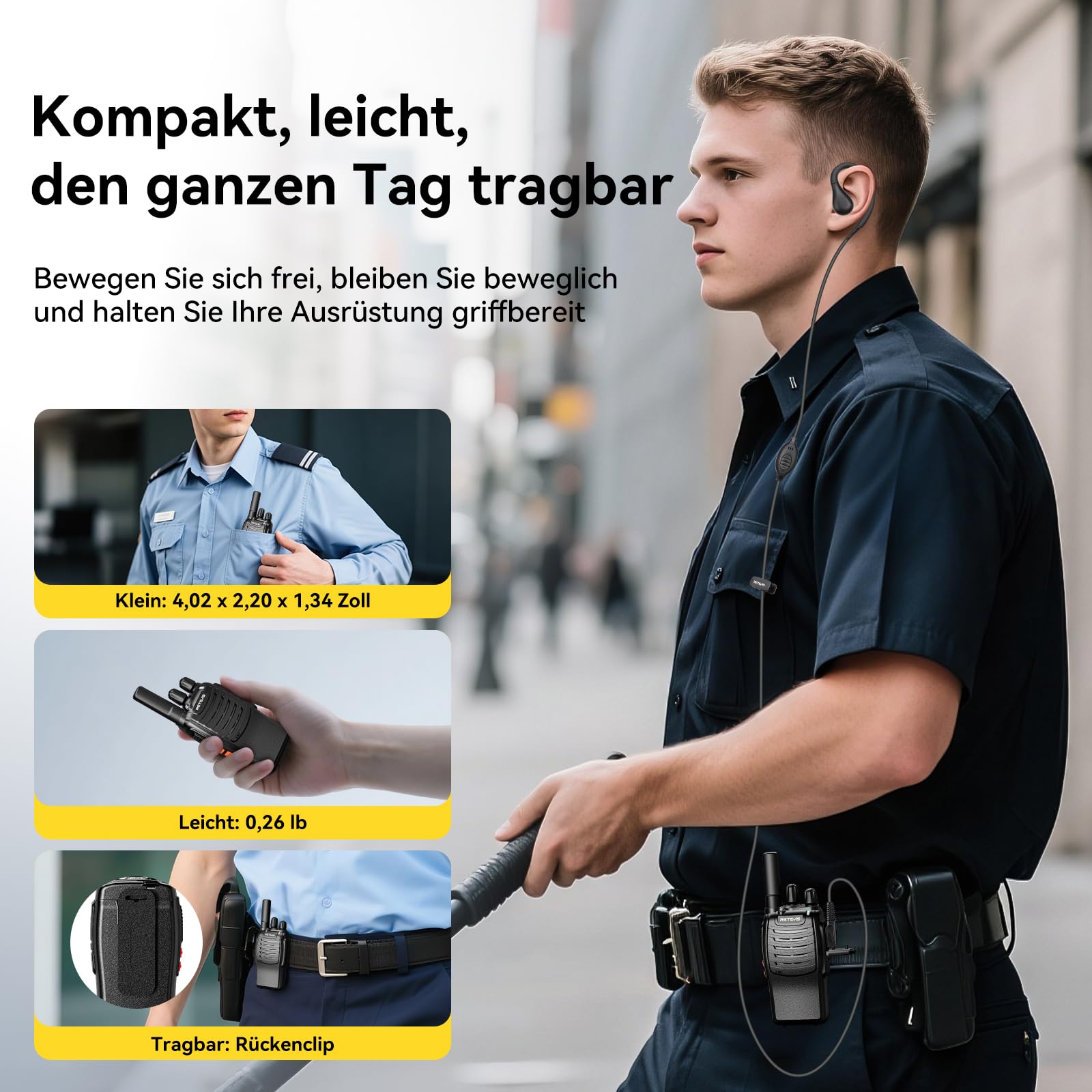Retevis H777 Walkie Talkie Professionali, Ricetrasmittenti PMR446 con Caricatore a 10 Vie, PMR446 Radio Bidirezionale Senza Licenza, Radio con Cuffia per Commercio e Sicurezza (10 Pezzi, Nero)