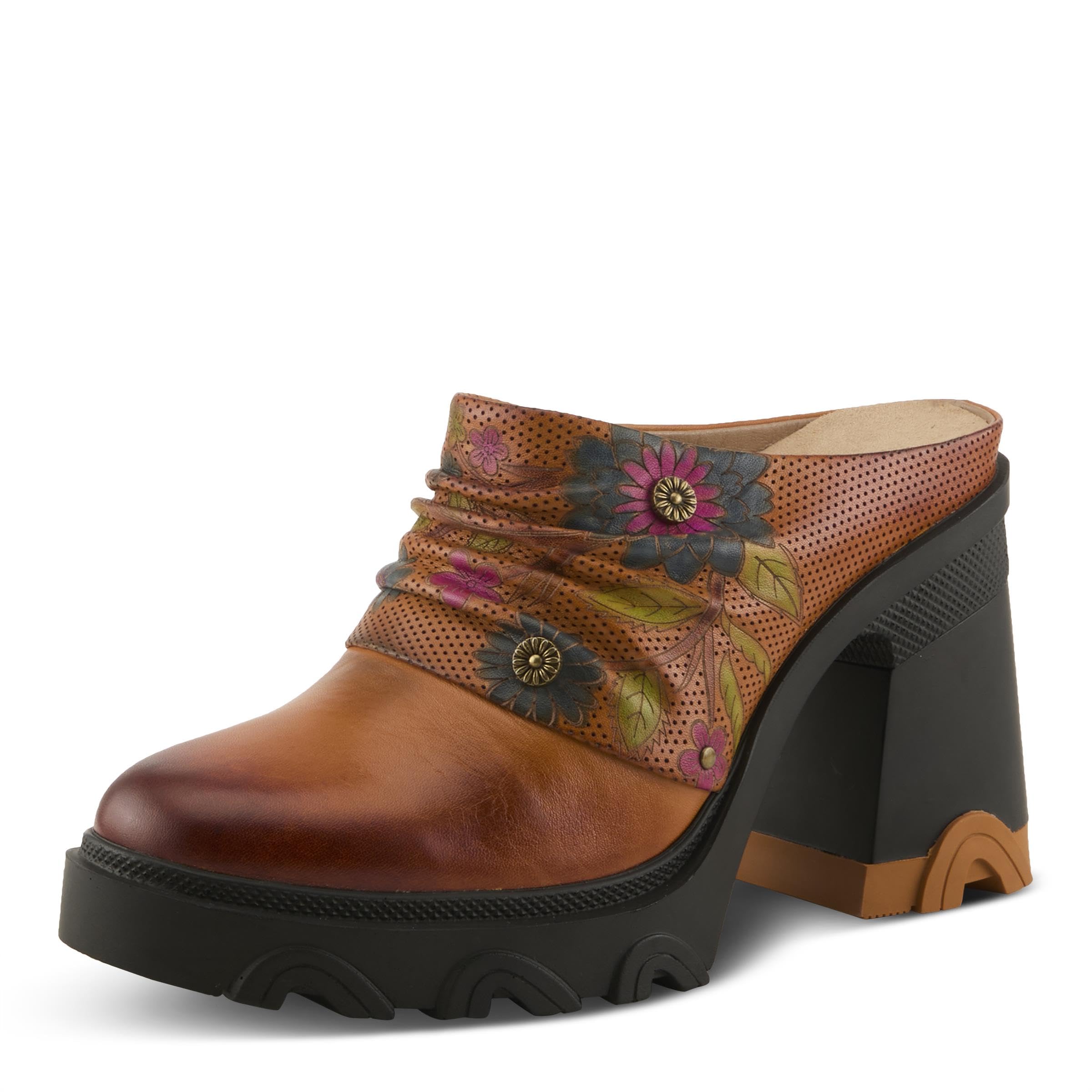 Spring Step L'Artiste Chemistry Platform Mules | Hand-Painted Leather Slip-On with Sculpted Heel