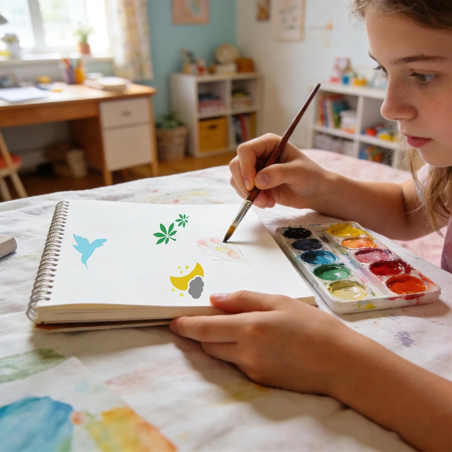 72 Pcs Butterfly Flower Stencils for Painting Set, Reusable Botanical Leaf Dragonfly Plants Painting Templates - Stencil Crafts Drawing Templates for DIY Scrapbook, Home Wall Murals, Canvas Wood Signs image 2