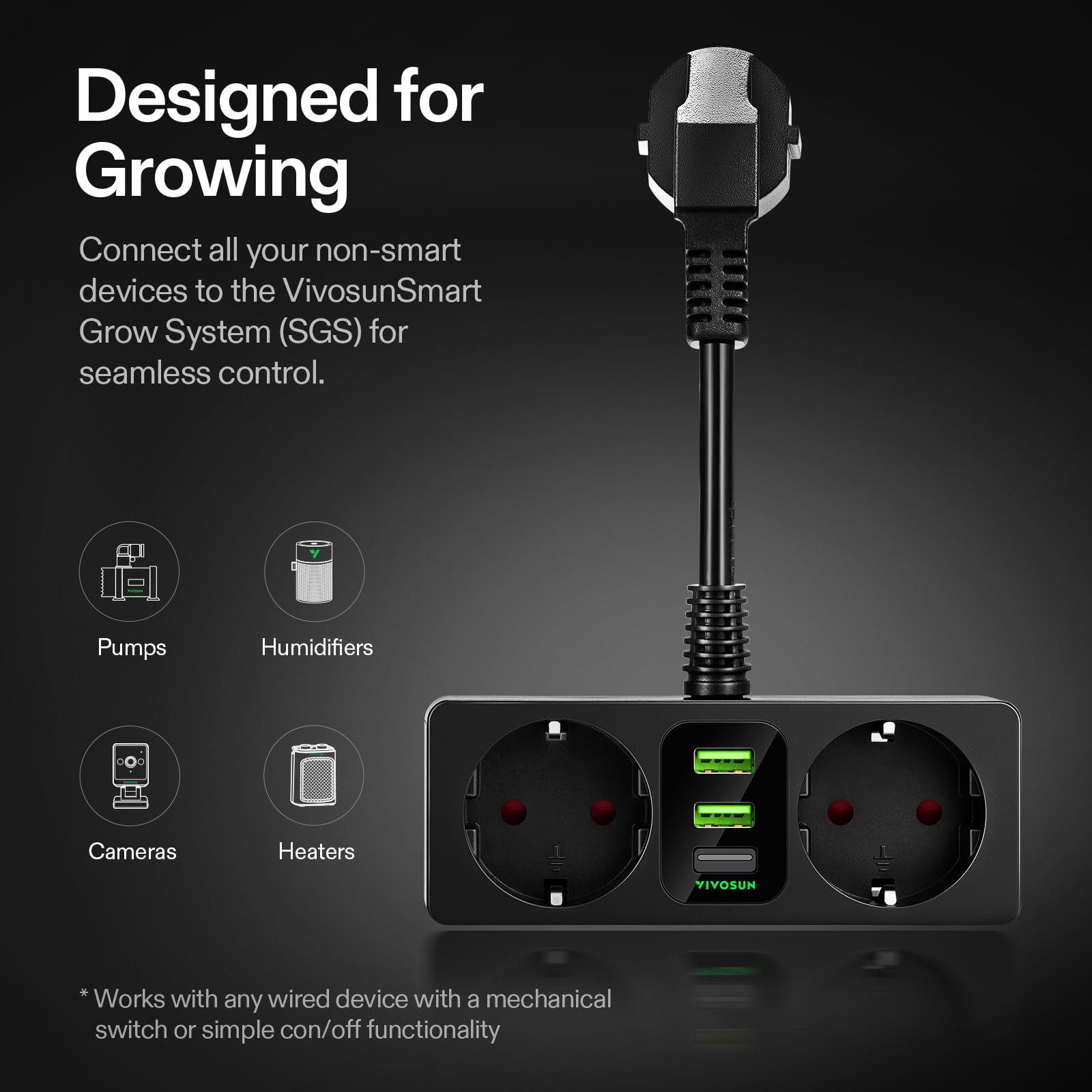 VIVOSUN GrowHub A22 controlador enchufe con sensor temperatura humedad Smart WiFi control ambiental enchufe termostato 15A 3600W compatible app VIVOSUN para grow tent