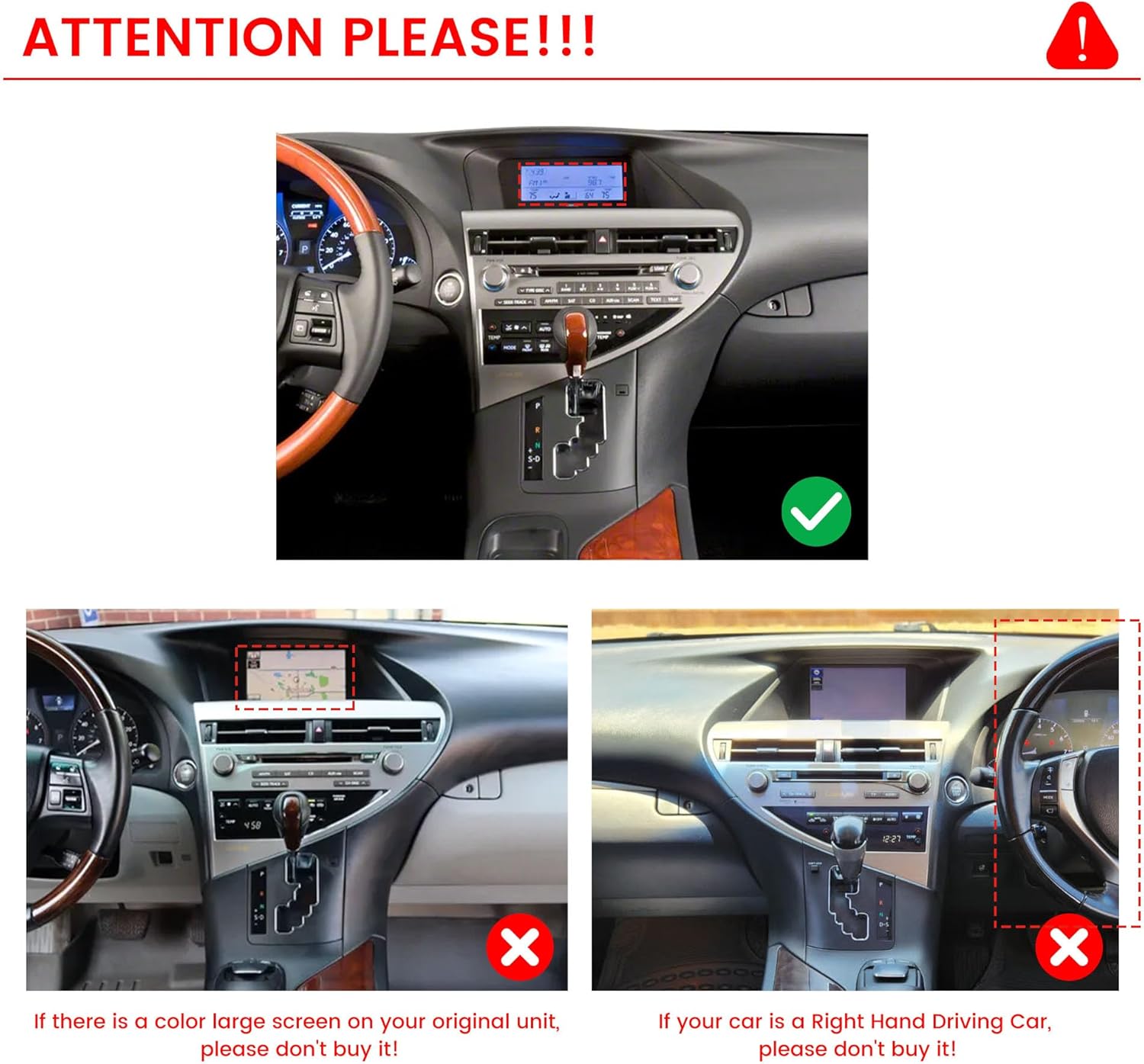 Car CarPlay Android Auto Navigation Stereo GPS Radio Reverse Camera Display 9" IPS Touchscreen Headunit Tablet Pad Media Player for Lexus Rx270 Rx350 2009-2014, if Applicable Quad Core 4G+64G