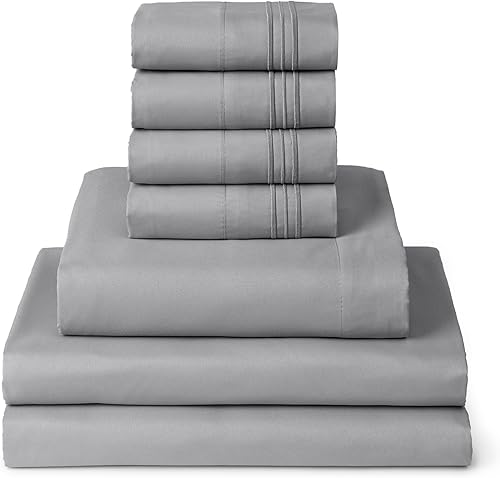 Miniatura 66 de Mellanni - Juego de sábanas King de 6 piezas de la colección Iconic, (incluyendo 4 fundas de almohada), bolsillo extraprofundo de 21 pulgadas, fácil