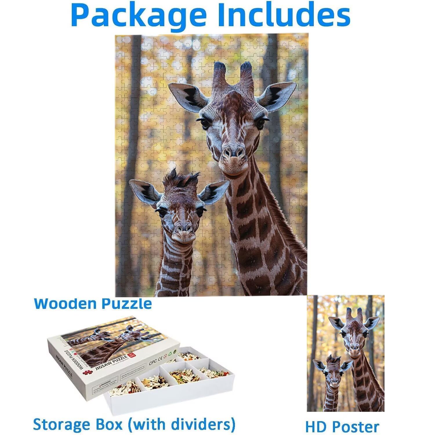 1500 Pezzi di Puzzle, Giraffe della foresta1500 Pezzi di Puzzle per Adulti, Regalo di Anniversario e Natale, Decorazione Della Casa, Prevenzione Della Degenerazione Cerebrale Negli Anziani v-733