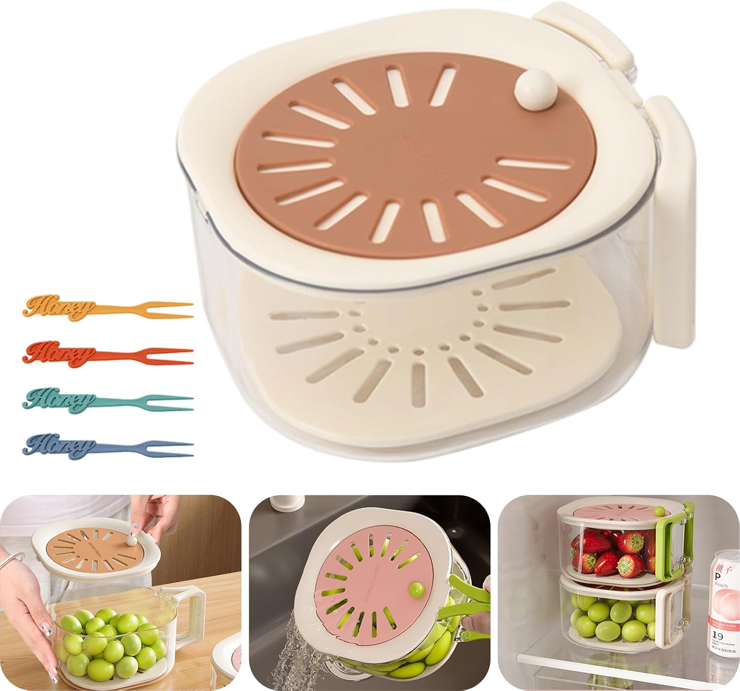 Amazon.com: Fruit Strainer,2 In 1 Draining Basket,Fruit Strainer ...