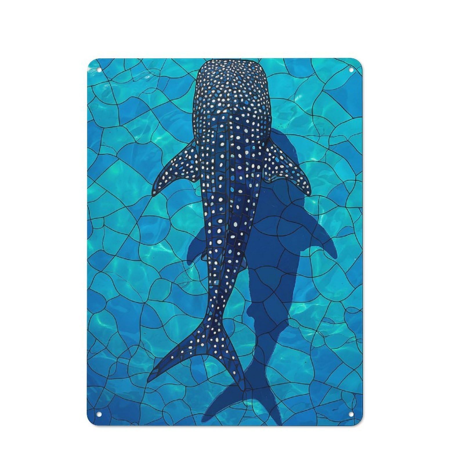 Junmoney Style-5 Metal Wall Sign 40X30cm Featuring Whale Shark(6) For Hallway Wall, For Hallway Decor Lovers, For Retro Home Interiors
