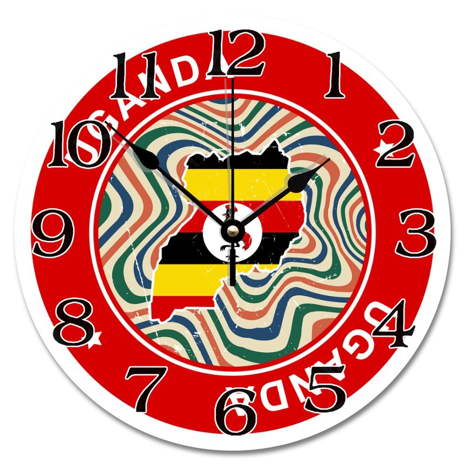 Horloge Ouganda cadeau souvenir de voyage rétro pour salon et bureau