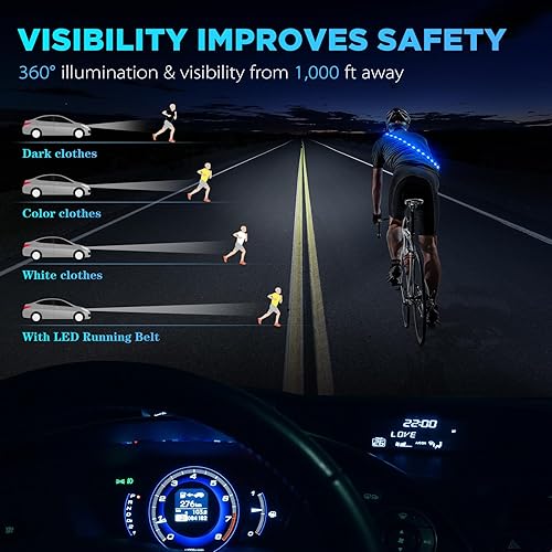 Miniatura 3 de Higo Cinturón LED para correr  Cintura reflectante iluminada para actividades nocturnas, cintura LED elástica para correr, ciclismo, senderismo,