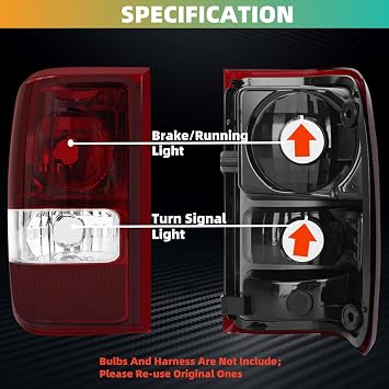 Tail Lights Compatible with Ford Ranger 2001-2011 Rear Lamps (Smoke Red);NO Bulbs