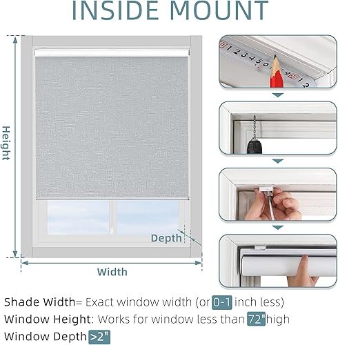 Miniatura 5 de ChrisDowa Persiana enrollable 100% opaca sin cordón, con jacquard a rayas, aislamiento térmico, tela de protección UV, persianas opacas totales para