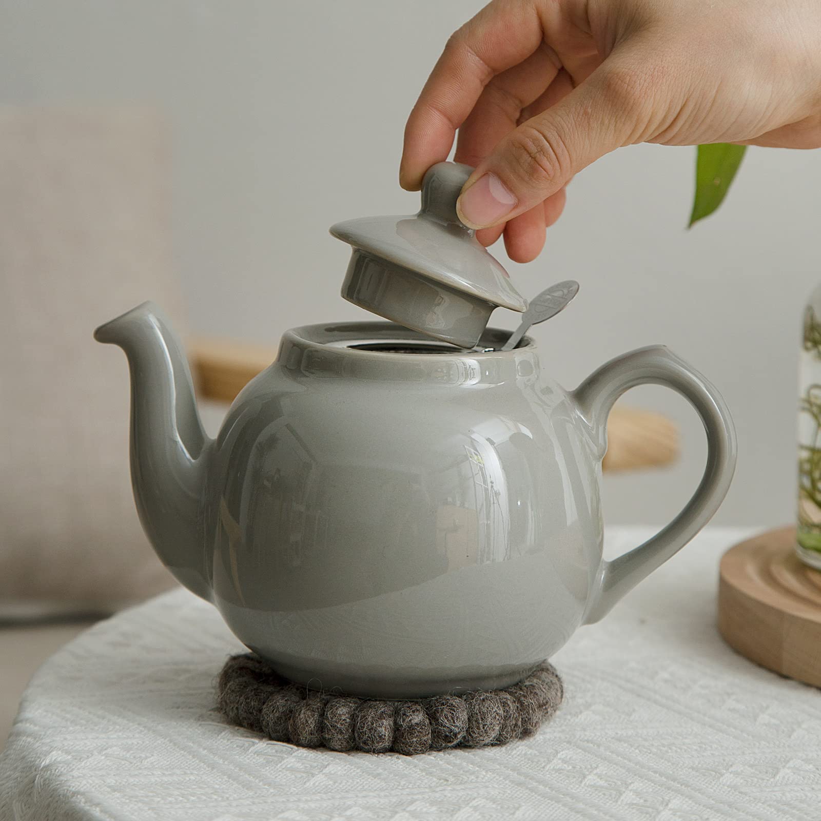 London Pottery Théière rustique avec infuseur, en céramique, gris, 2 tasses (600 ml)