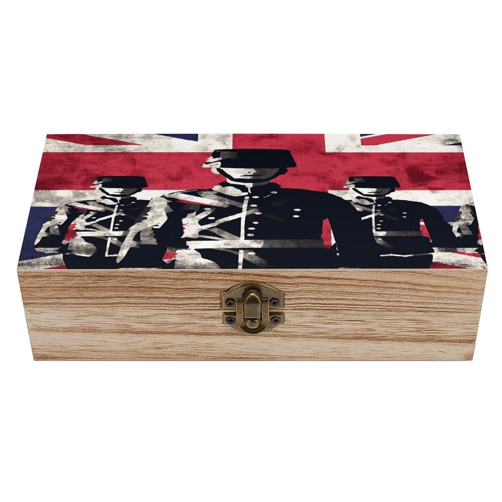 Boîte en bois vintage avec couvercle drapeau américain pour ranger vos photos