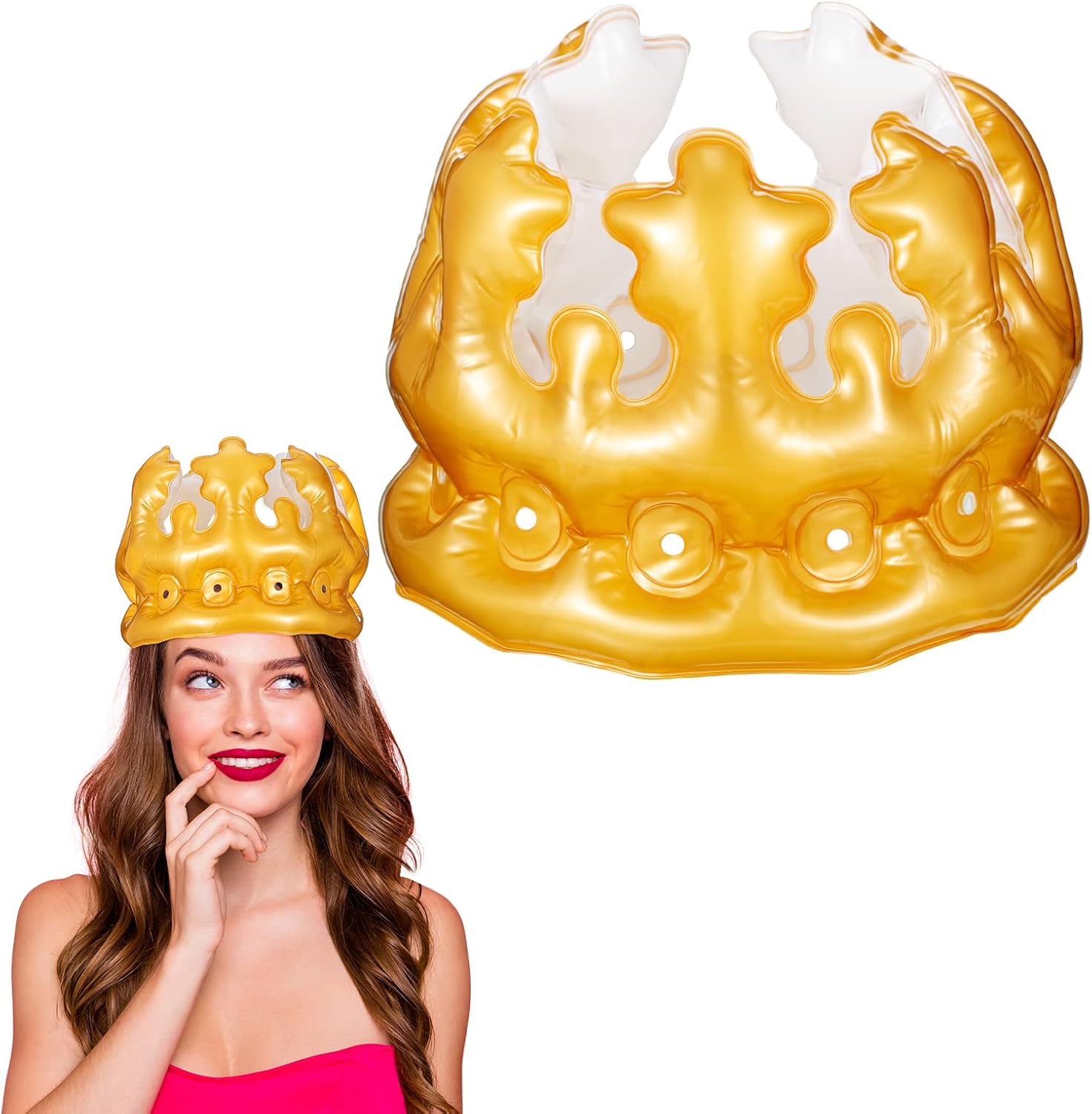 Kasyat Inflatable Golden Crown Carnival Costume Accessory Jubilee Hats