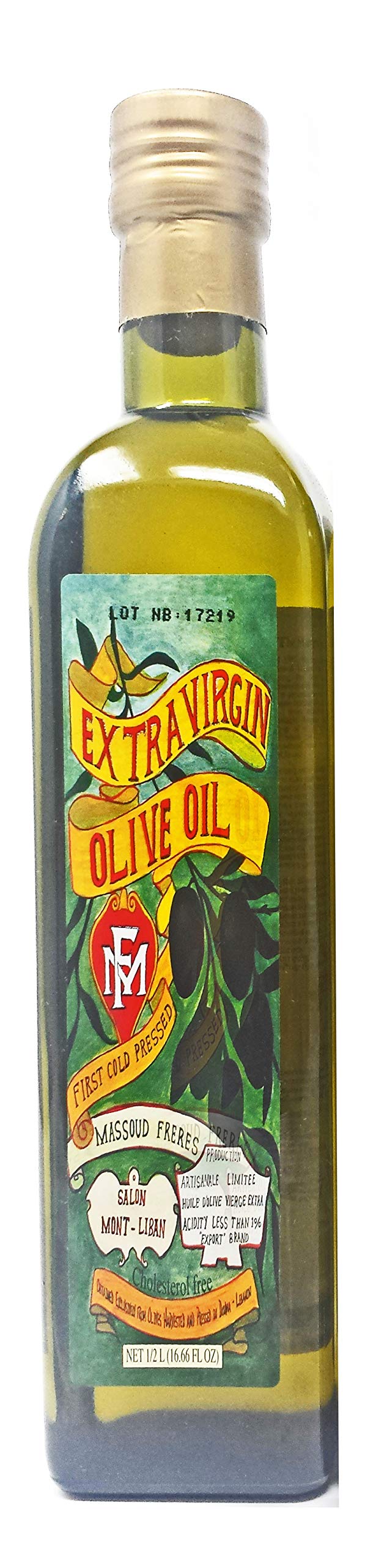 Massoud Extra Virgin Olive Oil (One 16.66 Ounce Bottle), First Cold Press, Limited Production Imported From Lebanon
