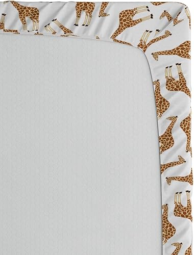 Miniatura 3 de Lunarable Savannah - Sábana bajera ajustable, diseño de jirafa con diseño de animales de jirafa al revés, funda de cama con bolsillo profundo