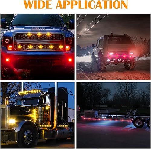 Miniatura 7 de Linkstyle 12 luces LED de marcador lateral, 12 V, impermeable, marcador de remolque, luz rojaámbar, luces universales de espacio para montaje en