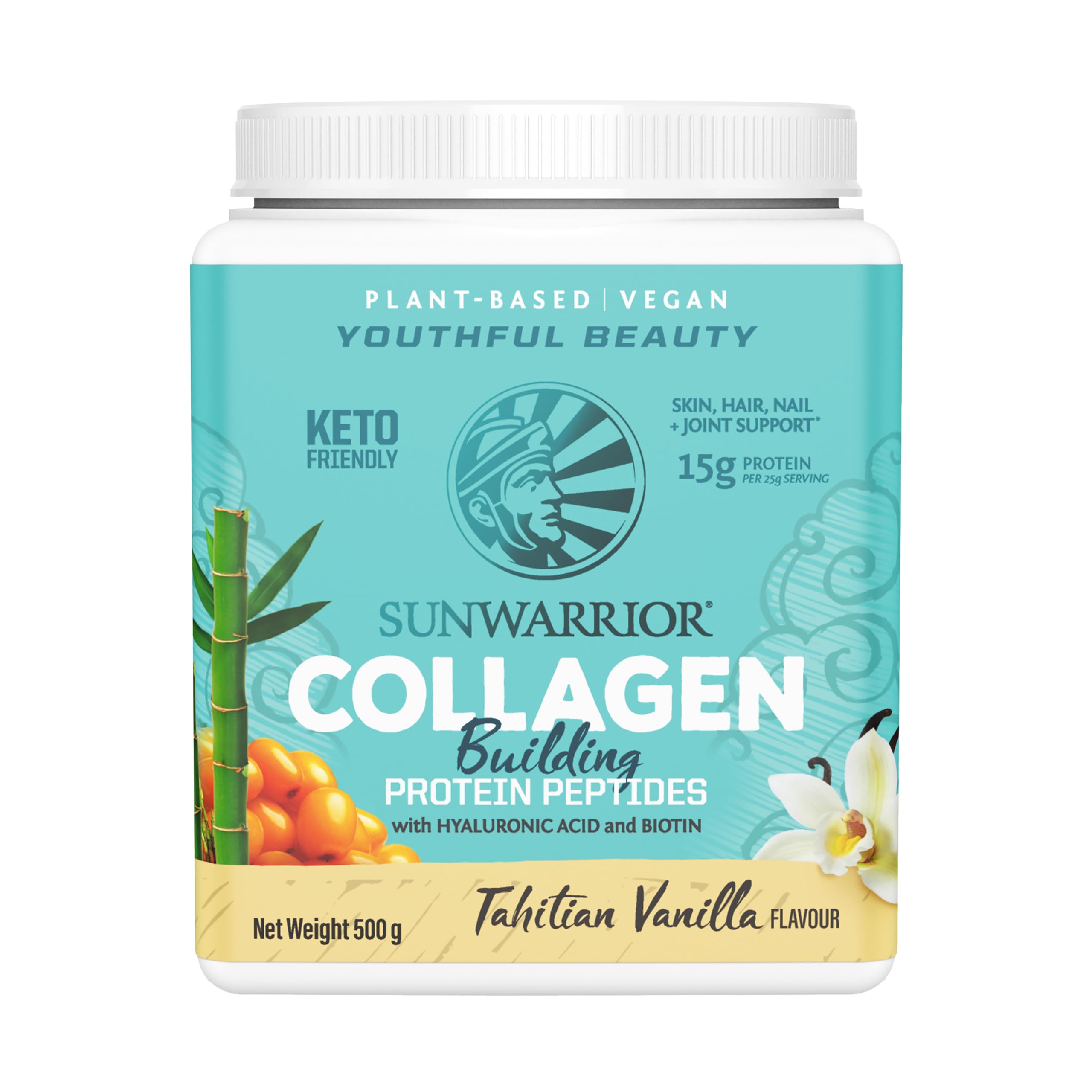 Proteine in polvere - proteine vegetali - massa muscolare in scatola - facile da compattare -peptidi proteici da costruzione - vaniglia tahitiana - 500 G - Sunwarrior COLVAN500_2022