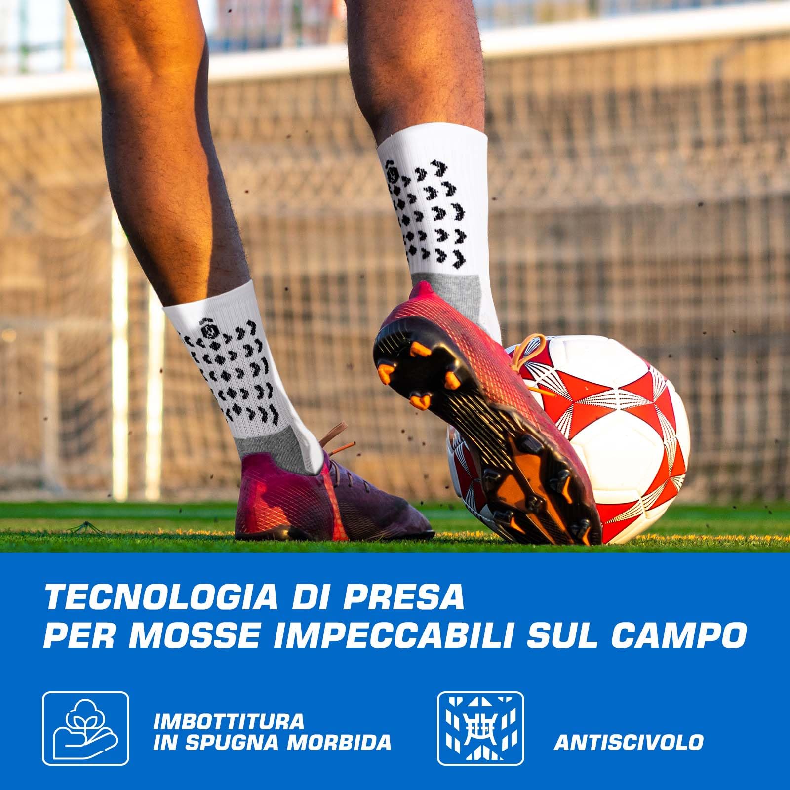 PUTUO Calze da Calcio Antiscivolo per Uomo: Calzini Sportivi da Calcio Grip Calzettoni Sport Traspiranti per Basket Pallacanestro Trekking Tennis Yoga 4 Paia 39-46