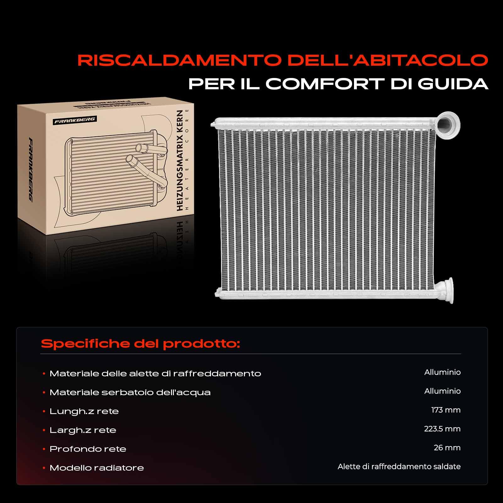 Frankberg Scambiatore di calore Riscaldamento interno Compatibile con 508 SW I 8E 2.0L 508 SW I 8E 2.2L 508 SW I 8E 1.6L 508 I 8D 2.0L 508 I 8D 1.6L Replace# 72962