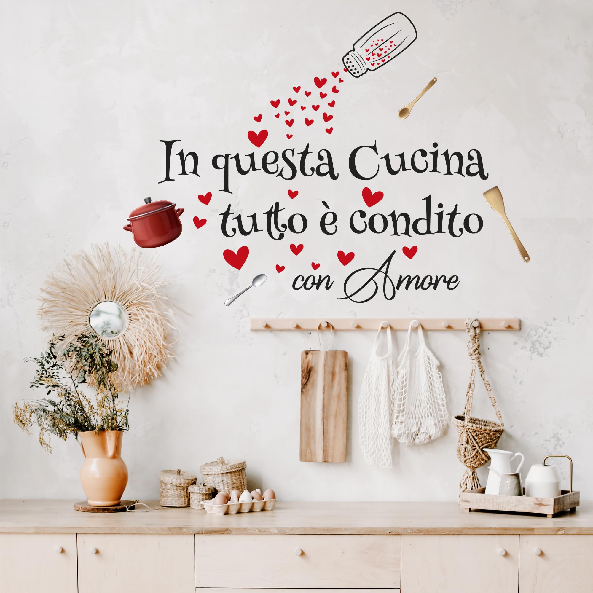 Targa In Metallo Per Cucina 'This Kitchen Is Seasoned With Love', 20x30 Cm, Latta Retrò Con Bordi Arrotolati E Fori Per Appendere, Decorazione Parete Rustica
