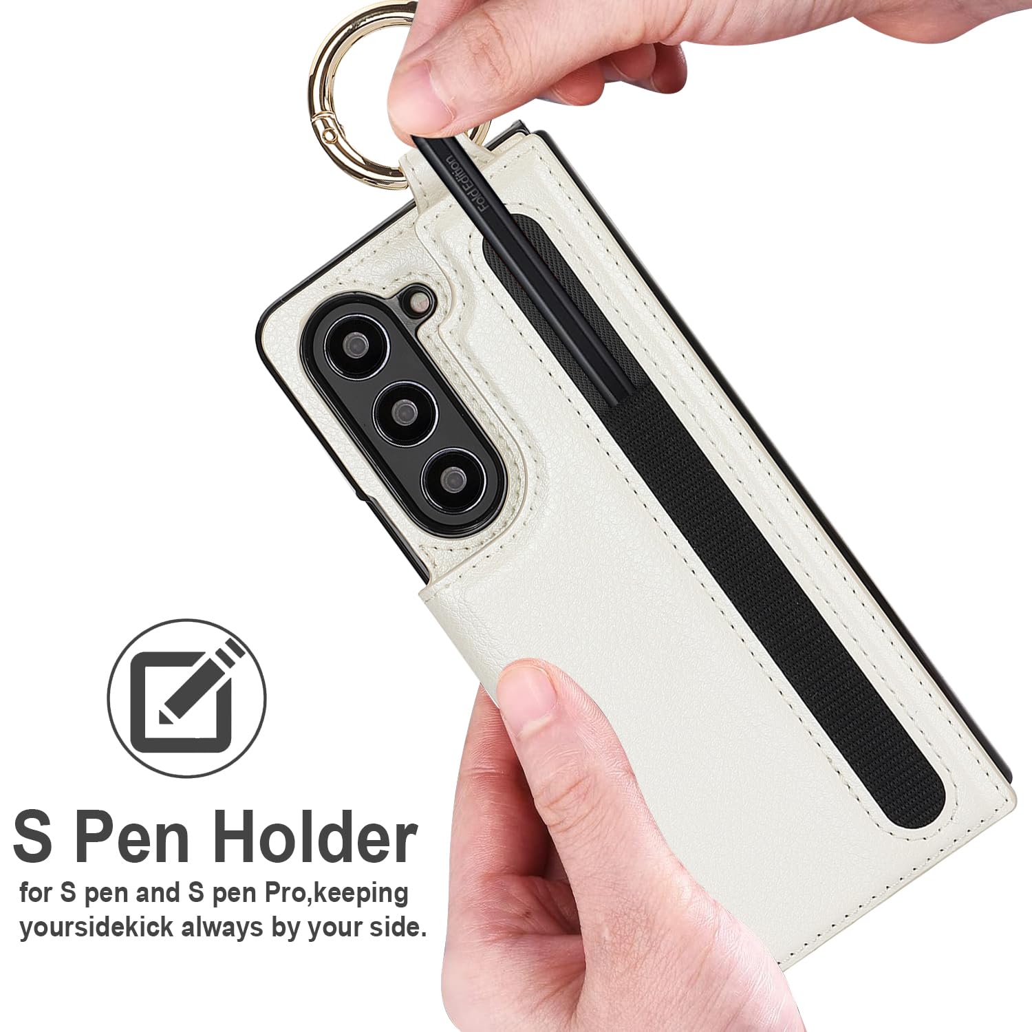 Etui portfelowe na telefon komórkowy Samsung Galaxy Z Fold 8 Ultra z uchwytem na długopis S i uchwytem na karty kredytowe, miejsce na gotówkę, luksusowe skórzane zapięcie magnetyczne, podpórka