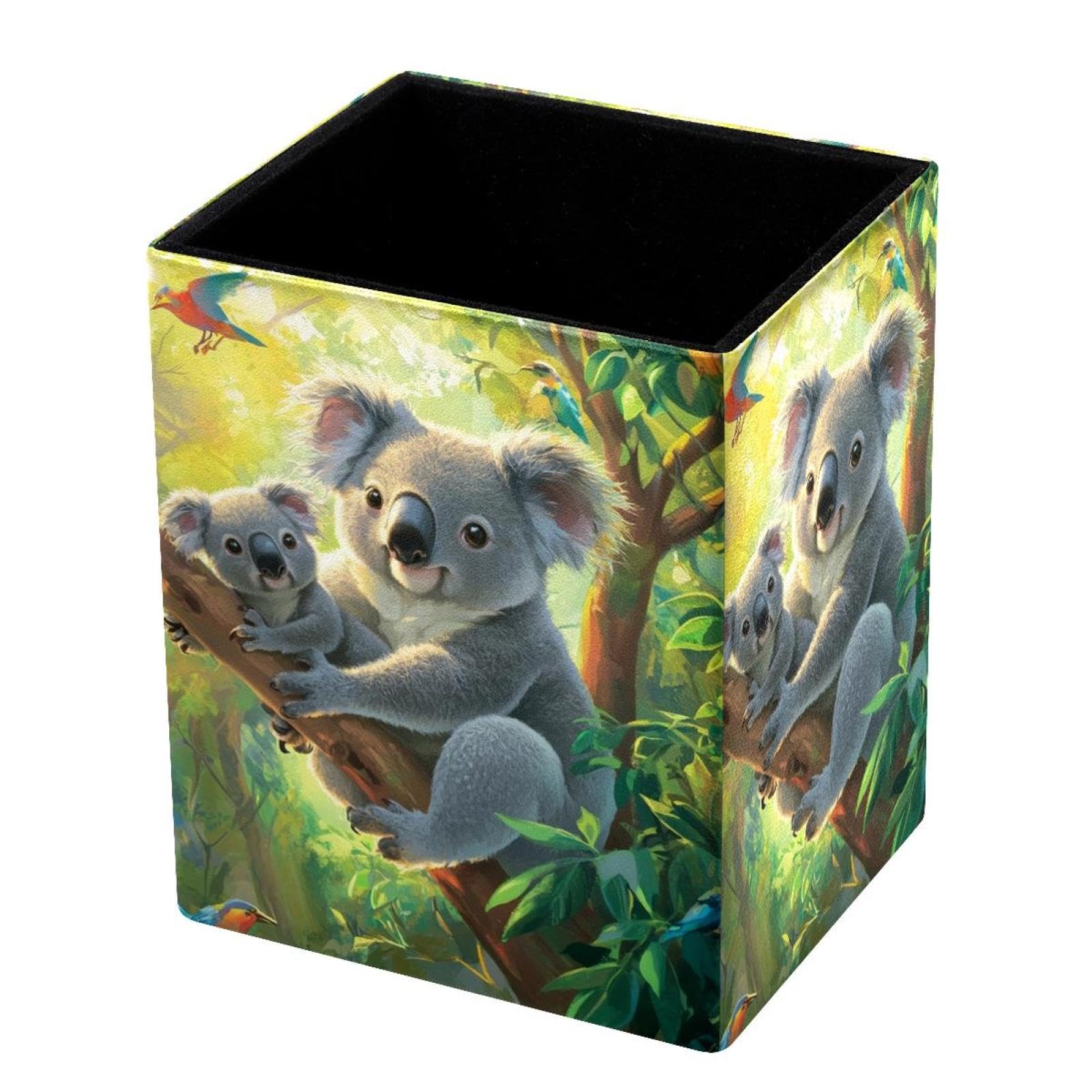 VAPOKF Pencil Holders for Desk, Koala Family Printed Pen Holders Pen Pot Makeup Brushes Storage Desktop Stationery Supplies Organiser for Home Office