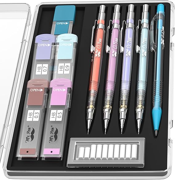 Mr. Pen Pastel Mechanical Pencil Set with Lead and Eraser
