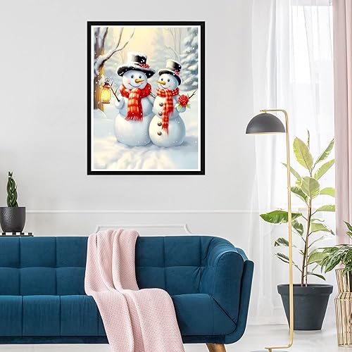 Miniatura 3 de SKRYUIE Kit de pintura de diamantes 5D para bricolaje, muñeco de nieve de Navidad, pareja por números, arte de diamante, bordado de cristal, punto