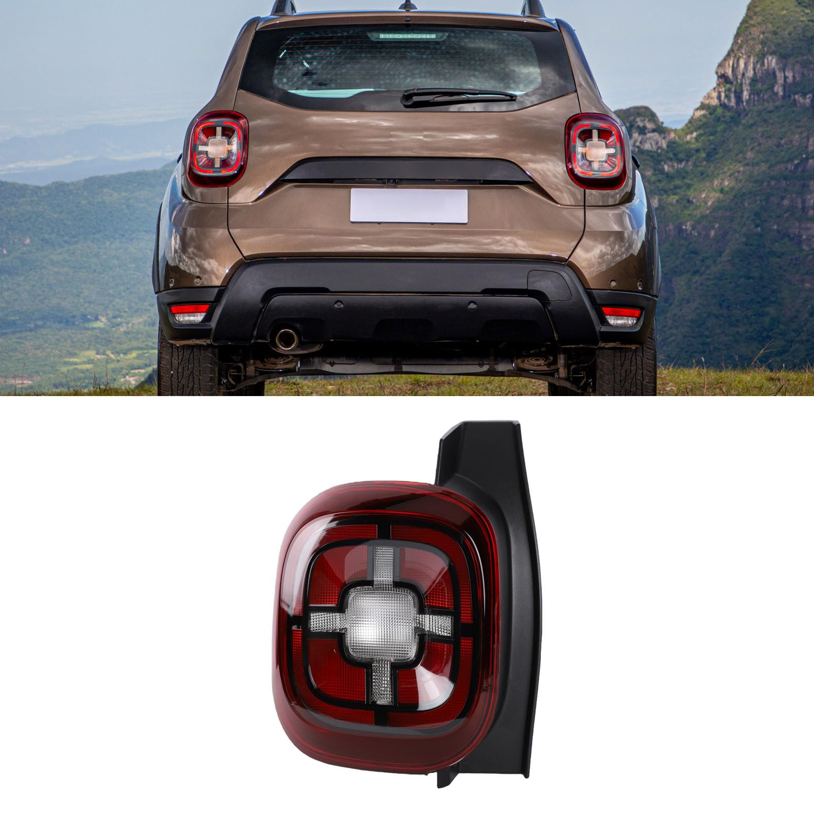 Ensemble de Feu Arrière de Remplacement Rouge adapté pour Duster MK2 2018 – 2020, Boîtier Résistant aux Intempéries, 1 unité (Gauche 265558217R)