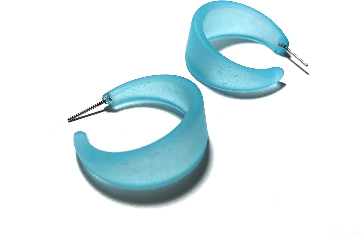Turquoise Frosted Acrylic Large Marilyn Hoop Earrings - MARL-TQ-1