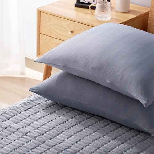 Miniatura 9 de KASENTEX Funda de almohada refrescante suave y sedosa con cremallera juego de 2 fundas de almohada transpirables para cabello y piel azul oscuro