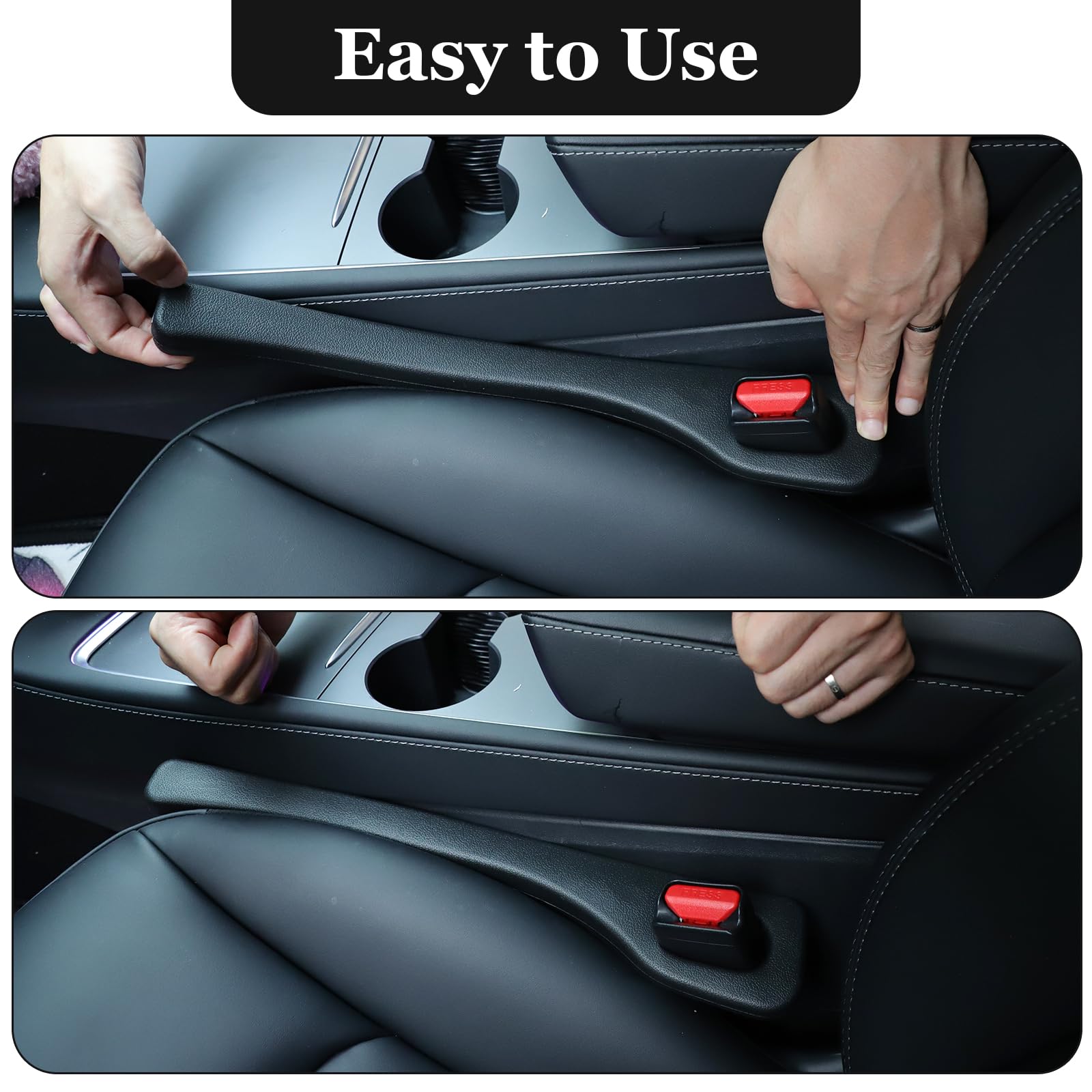 GENHH 2 Pièces Car Seat Gap Filler + 4 Crochets Appuie-Tête Voiture - Organisation Siège Auto