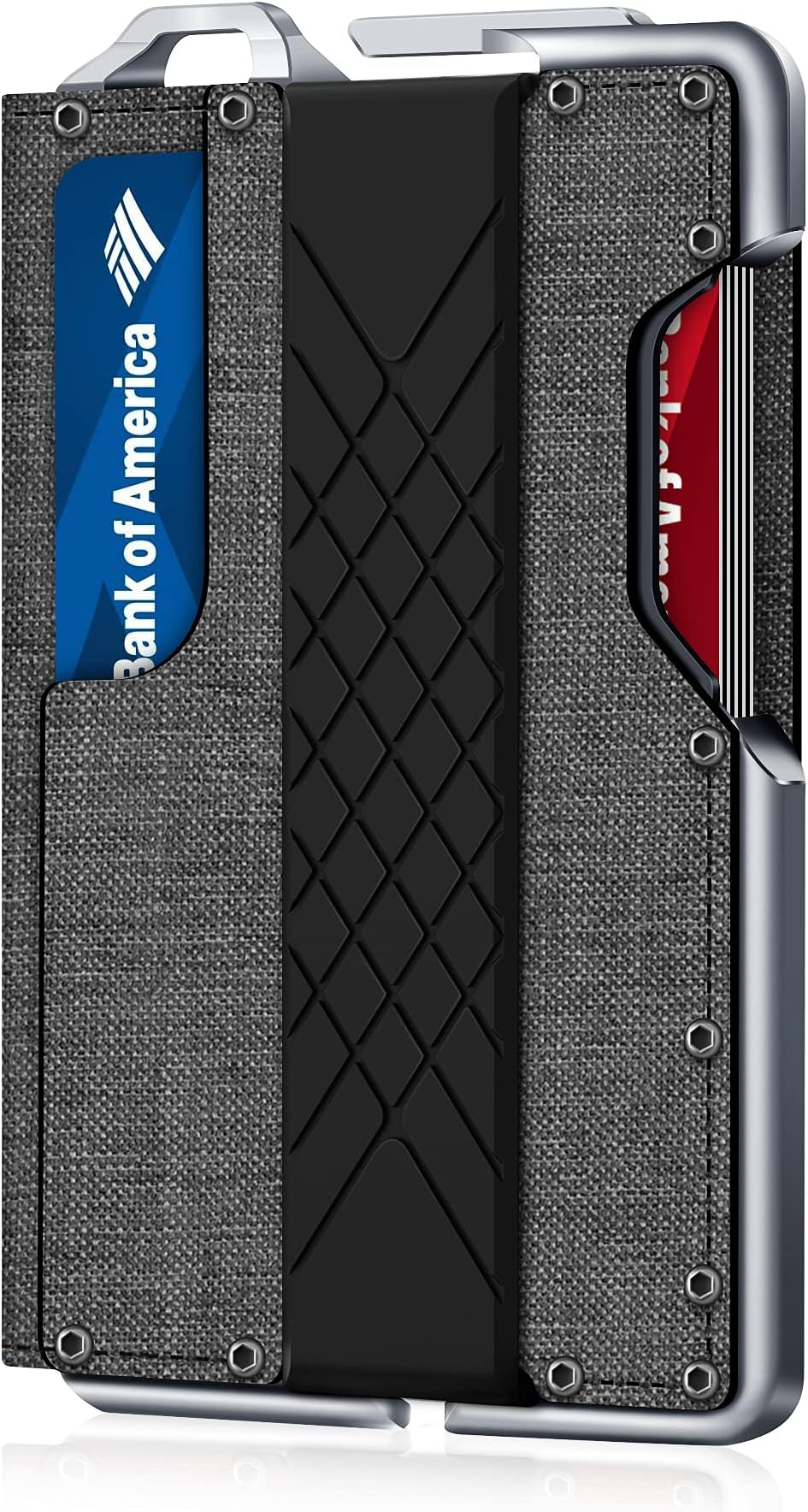 MURADIN Tactical Minimalist Wallet for Men, Slim RFID-Blocking Metal Card Holder, Front Pocket Men's Leather Dapper Bifold Wallet with Money Clip