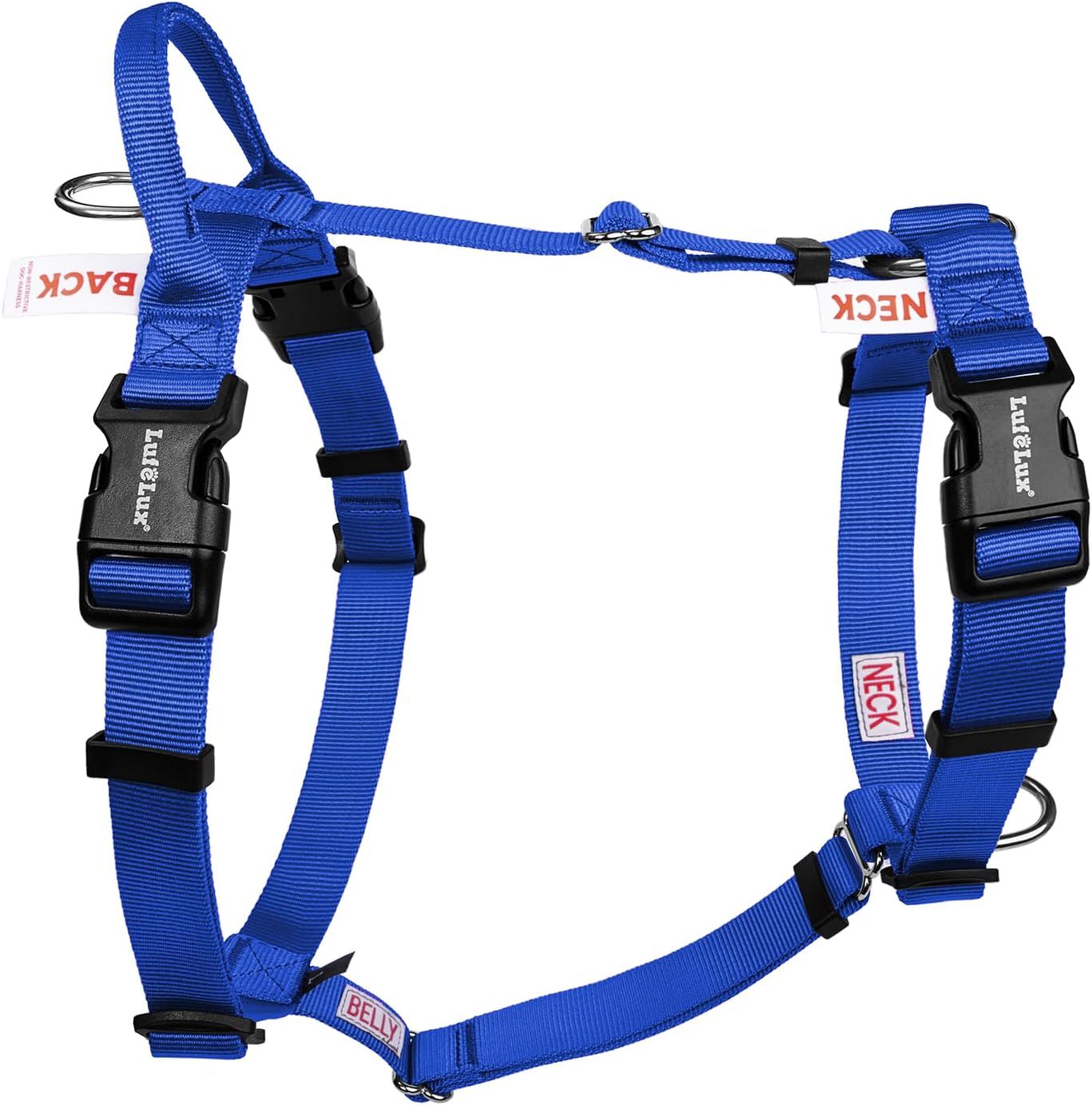 Non Restrictive No Pull Dog Harness, Neck Buckle Desgin, Easy Walk Freedom Harness Keep Balance, Six Points Adjustment, for Medium Dog Chest(21-30 inches), Blue