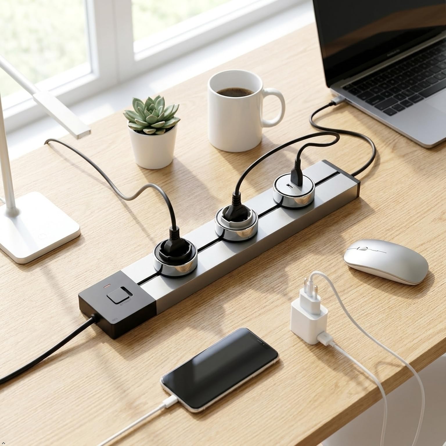 gloca Presa a Binario da Parete 25A 110-240V 6250W | Multi Presa Elettrica Scorrevoli con 2 Schuko e 1 USB-A+C 12W | Binario Modulare Cucina Ufficio (Grigio Metallizzato, 50 cm)