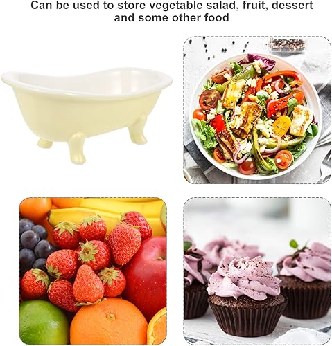 Miniatura 7 de Hemoton Taza de cerveza, taza de whisky, cuenco de postre de cerámica, plato de helado en forma de bañera, 6.8 fl oz, platos pequeños de