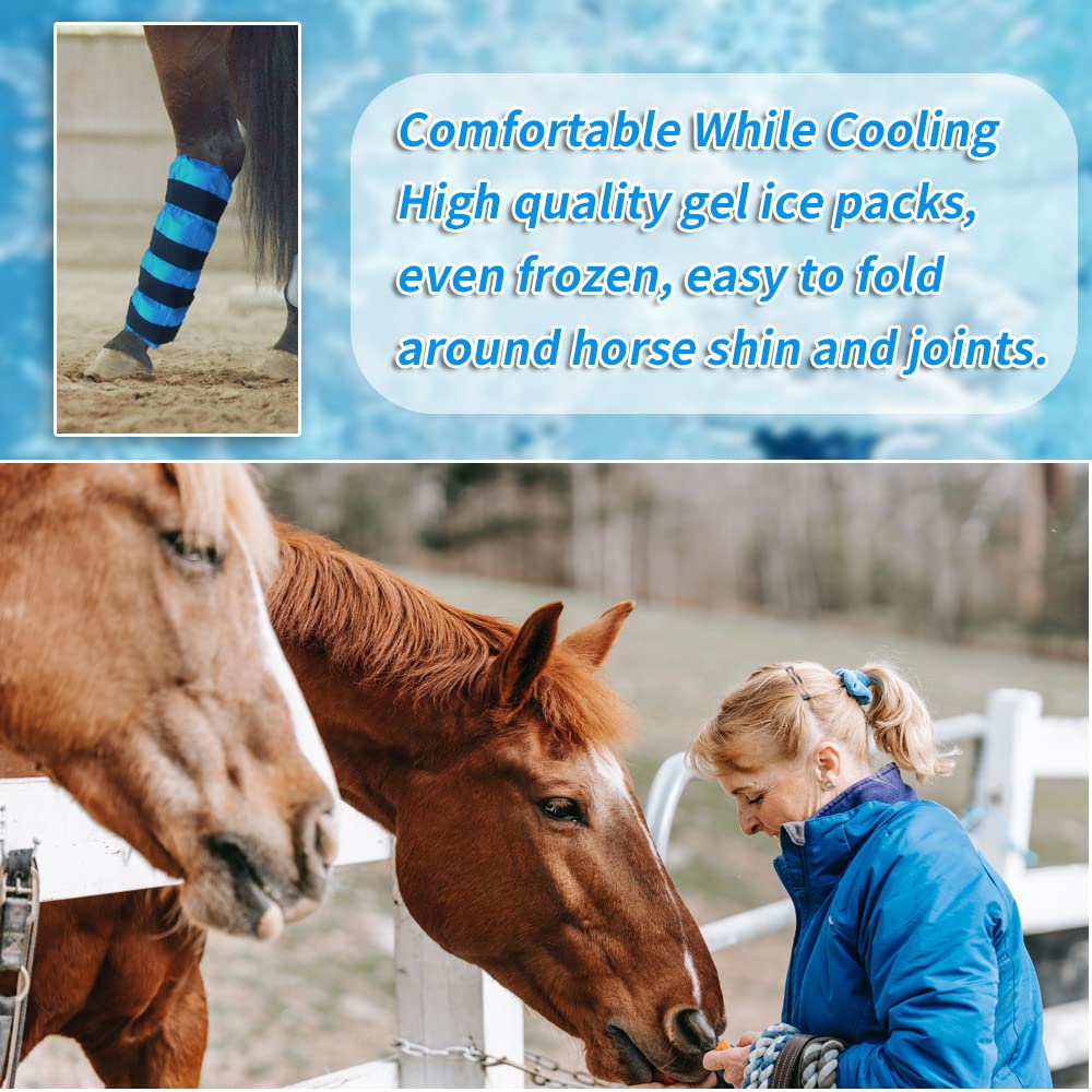 Horse Ice Boots - Reusable Gel Ice Pack for Horses | Cooling Leg Wraps for Hock, Knee, Ankle & Hooves | Horse Supplies & Care Gift Ideas - 1 Pair,: Blue